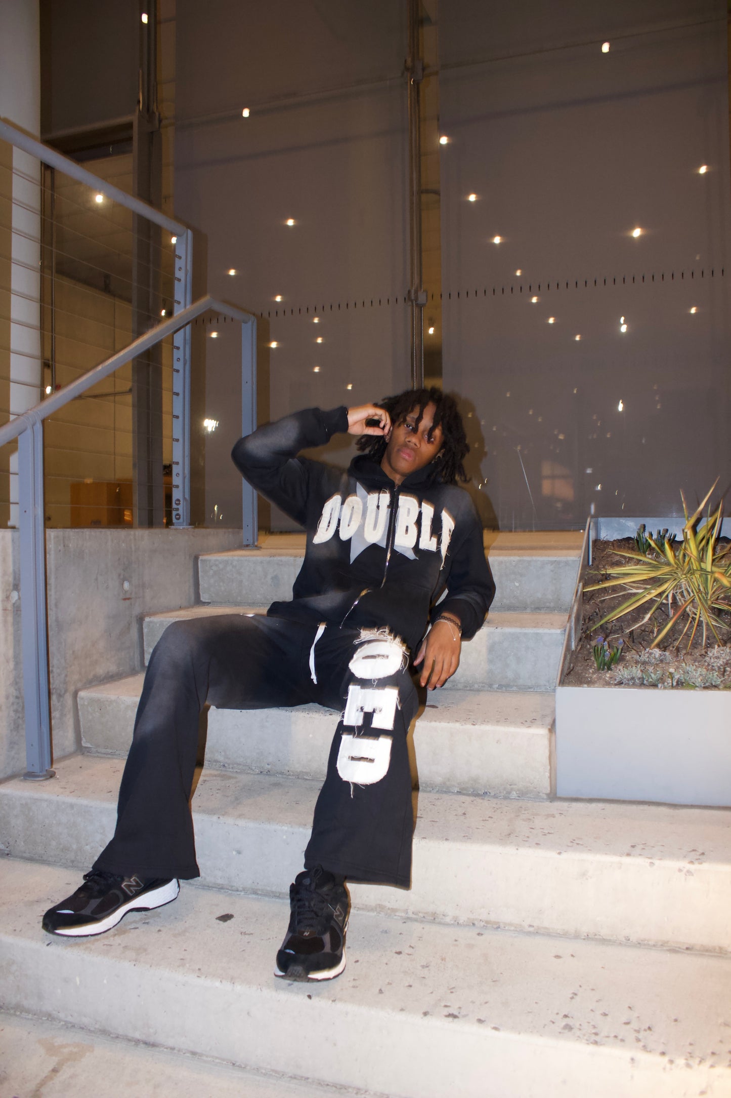 Double Minded Black Distressed Suit