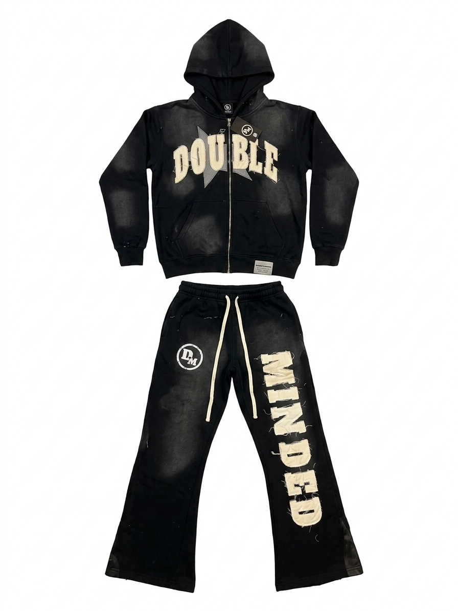 Double Minded Black Distressed Suit