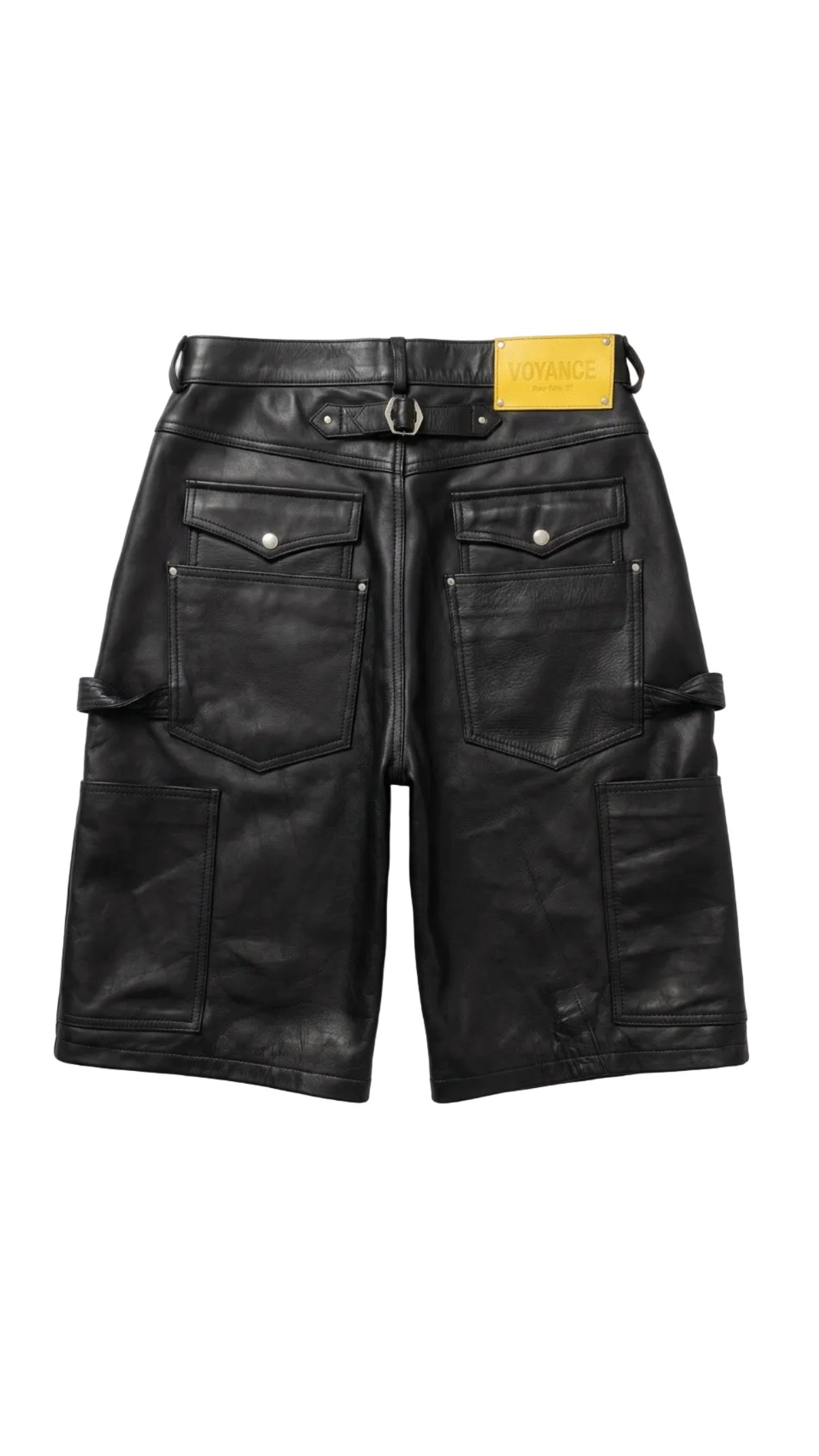 'Running Man' Waxed Leather Shorts