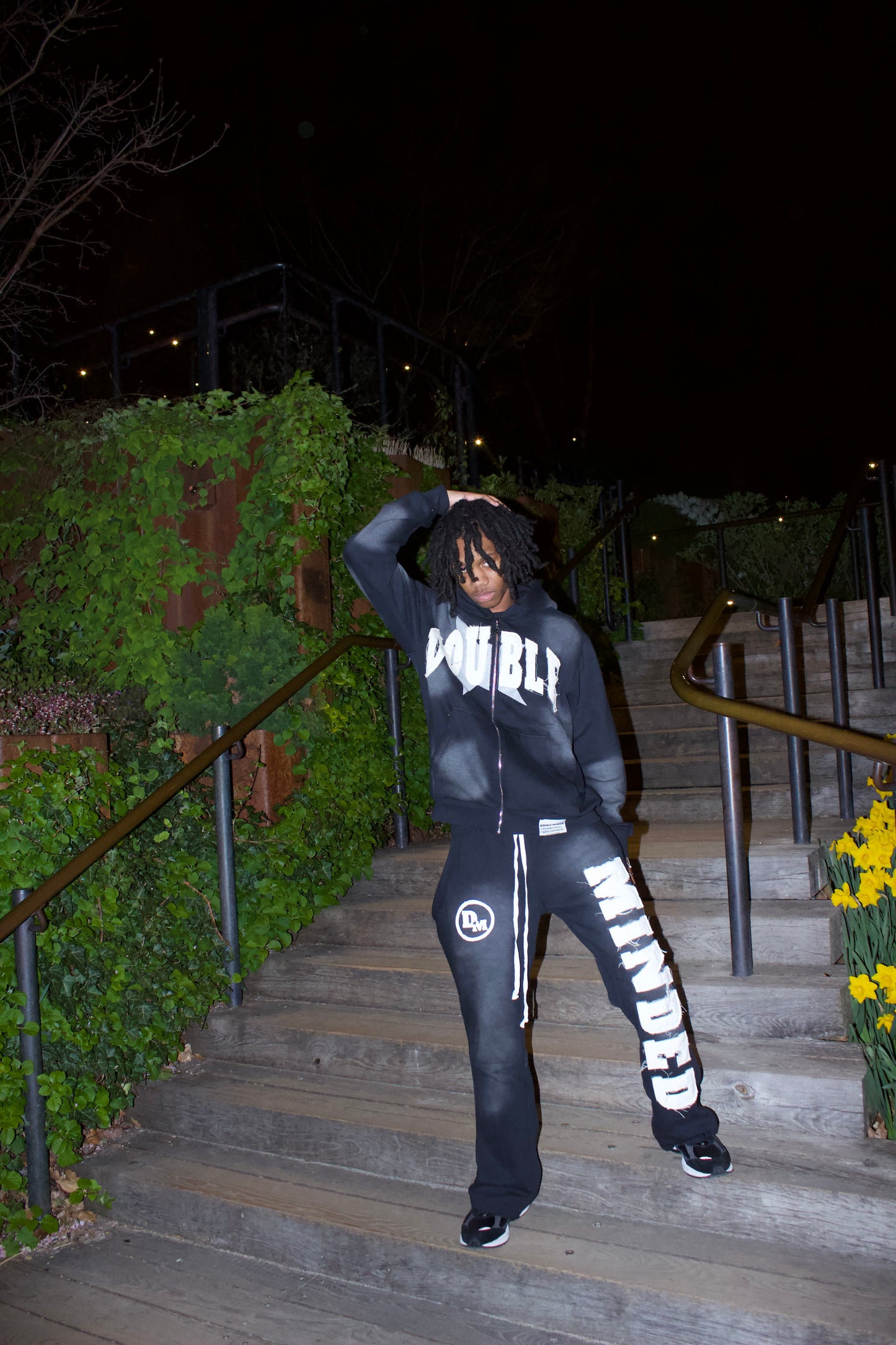 Double Minded Black Distressed Suit